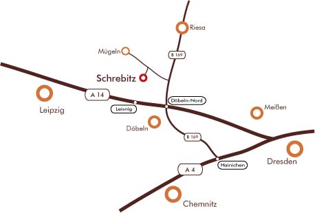 So finden Sie zu uns! Lageplan Schrebitz